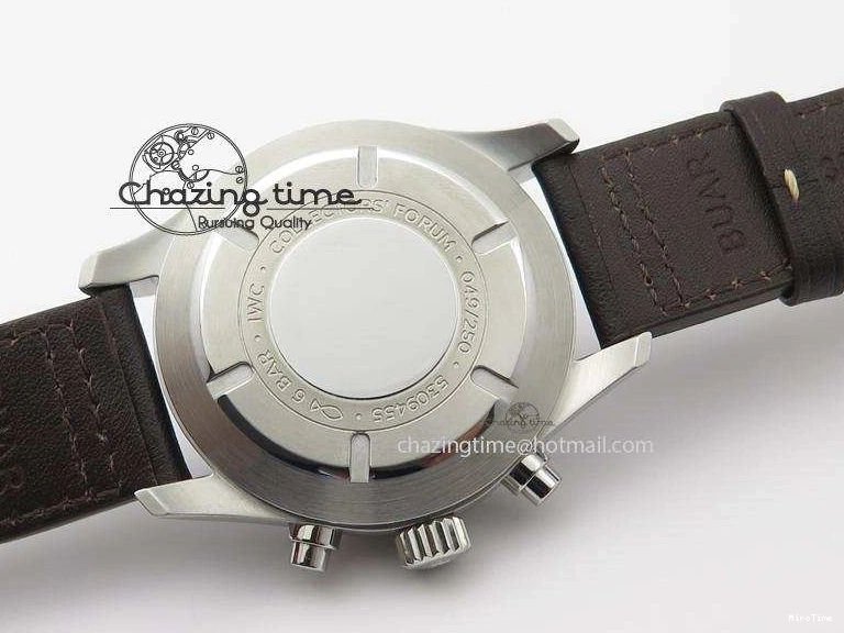 MIROTIME 0601 Pilot Chrono SS IW387808 CF3 ZF 1:1 Best Edition On Brown Leather Strap A Soft 7328